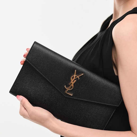 NEW!!! YSL Saint Laurent Uptown YSL Monogram Grain in Grained Pourde Nero Black - Picture 4 of 16